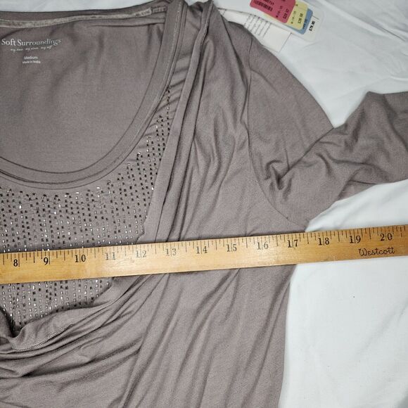 Soft Surroundings Womens Medium Draped Twinkle Top Tan Taupe - Picture 8 of 10